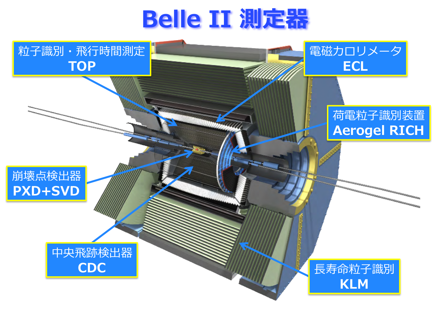 Belle II 測定器の概要図